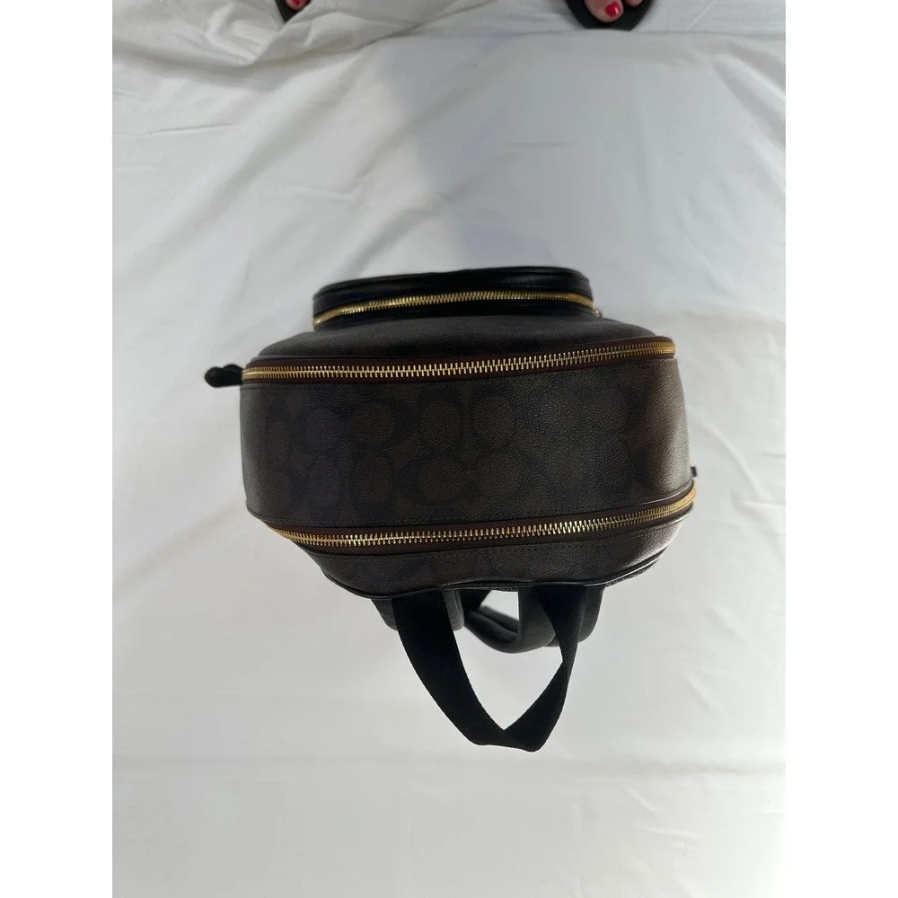 Coach Court Backpack‎ Signature Canvas Black Brown Leather E2221-5695